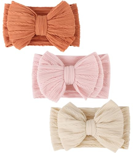 DRESHOW Stirnband Baby Mädchen Dehnbare Nylon Stirnbänder Handgefertigte Haarband for Neugeborene Kleinkinder Kinder 3 Stück