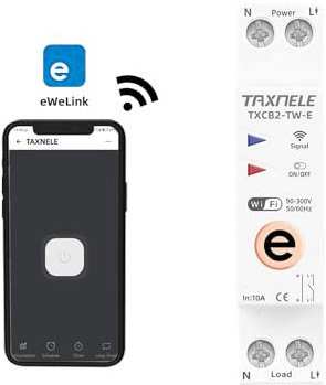 eWeLink WiFi Smart Interruttore Interruttore Tempo Relè Timer 1P + N 10A 16A 20A 25A 32A 40A 63A 110V 220V Telecomando Wireless Compatibile con Google Home e Alexa(10A)