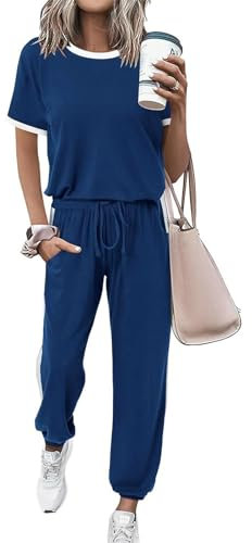 Tute Donna Complete Offerte Estive Casual Tute Da Ginnastica Da Donna Estiva Jogger Tuta Set Felpa & Pantaloni Della Tuta Comodo Taglie Forti Per Casual Jogging Fitness Yoga Casa Pigiama Set
