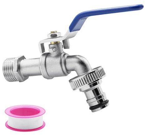 Outside Tap, Viceda Garden Water Tap, Universal 1/2 Inch Brass Water Tap with Sealing Tape, Outdoor Tap, Garden Tap Kit, Outdoor Faucets for Washing Machines, Household Industry (Blue)