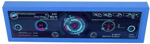 LCD Screen Inside PC Case, 8.8 Inch PC Temperature Display Professional PC Case With Screen PC Temperature Display HD IPS 1920x480 LCD Display PC CPU Data Secondary Display for