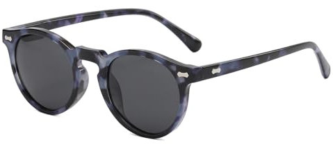 LJCZKA Retro Round Polarized Sunglasses Mens Womens, Vintage Polarised Sunglasses Classic Trendy Shades Unisex UV400 Protection