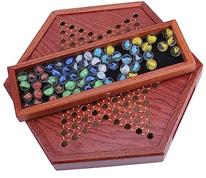 Abaodam 1 Satz Dame die chinesin Erwachsenenspiel brettspiele Boardgames chinesische Entwürfe Sechseck-Checker chinesisches Schachbrett Puzzle Brettspiel aus Holz hölzern Brown