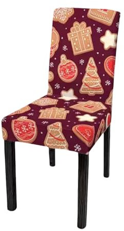 Odot 3D Weihnachten Stuhlhussen mit 2/4/6/8 Stühlen Set, Rot Stretch Esstisch Stuhlhussen Hussen Waschbarer Stuhlbezug Sesselbezug für Weihnachtsfeier (2er Set,Lila Geschenk)