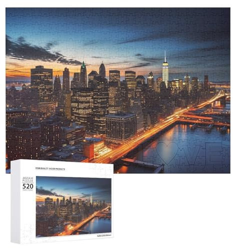 Large Wooden Puzzle Christmas Puzzle Puzzles Adults Challenging Puzzles New York City Scenery Printed Jigsaw Puzzles (520 Piece)