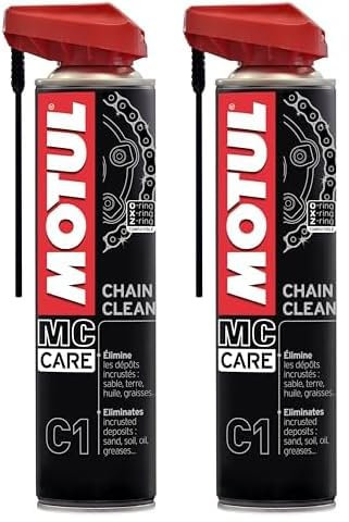 Motul Limpiador de Cadenas de Moto en Spray, Desengrasante Extremo para Motos de Carretera y Todoterreno, Compatible con O-RING, X-RING y Z-RING, Evaporación muy Rápida, MC Care Chain Clean C1, 400 ml