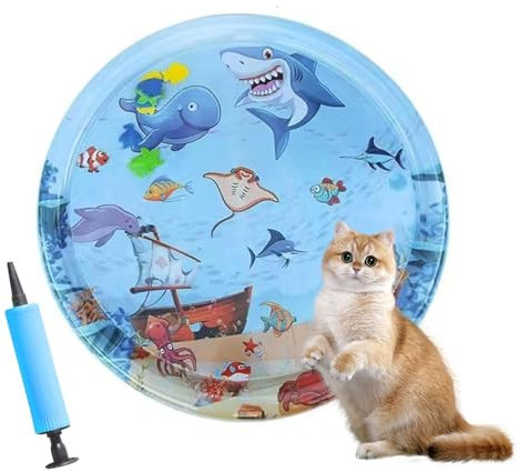 YEAMLTE Gato Estera de Agua, Alfombra de Agua Sensorial, Cama de Agua para Gatos, Tapete de Juego de Agua para Gatos, Estera de Agua Sensorial Inflable, Juguetes Interactivos para Perros y Gatos (B)