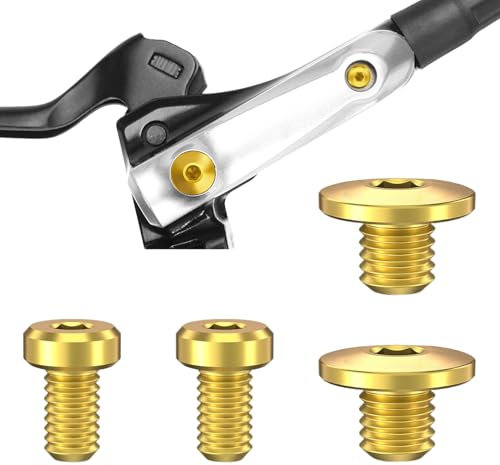 Juego de 4 tornillos de ventilación de bicicleta para cuerpo de bicicleta dividido Shimano, Silkwish M5 x 10 mm + tornillos M3 x 5,2 mm, compatible con Shimano XT SLX Zee Deore LX (dorado)
