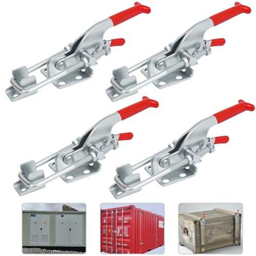 4Pz Chiusura a Leva Regolabile in Metallo,350 kg/771 libbre Blocco Leva Fibbia a Stecca,Morsetto a Levetta in Metallo con Fibbia a Fissaggio Rapido Regolabile per Armadietto Porta Scatola