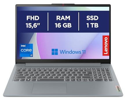 Lenovo IdeaPad Slim 3 Notebook - Display 15,6” FHD (1920x1080), Intel Core i7-13620H, RAM 16GB, 1TB SSD, Grafica Intel Integrata, WiFi 6, Tastiera itaiana, Windows 11 Home - Arctic Grey