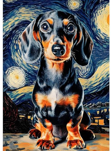 MXJSUA Dackel Diamond Painting Erwachsene, 5D Diamant Painting Bilder Anfänger, DIY Runder Vollbohrer Diamanten Malerei Stickerei Kreuzstich Geschenke Home Wand Dekor 30x40cm