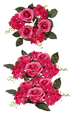 HEATSHAKING 3 Stück Kerzenringe mit Künstlichen Rosen, Tischdeko | Kunststoff und Stoff, Leicht und Tragbar, für Hochzeit Sowie Heimdekoration und Party