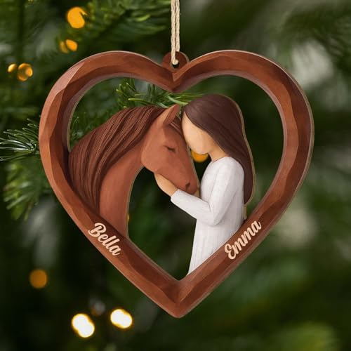 Geschenke Mall Personalisiertes Ornament - Pferde Hinterlassen Hufspuren In Deinem Herzen - Weihnachtsbaumschmuck Pferd, weihnachtskugeln Pferd, deko (Modell 3)
