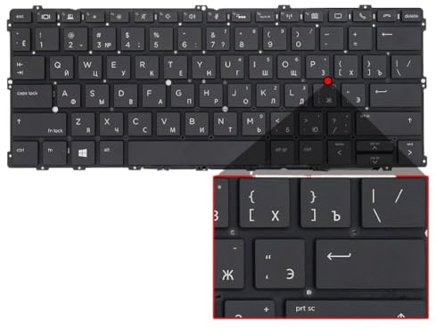 RBoand Laptop-Tastatur mit Hintergrundbeleuchtung, kompatibel mit X360 1030 G2 1030 G3 G4 HSN-104C HSN-Q10C HSN-Q20 918018 904507-001(RU Original Backlit)