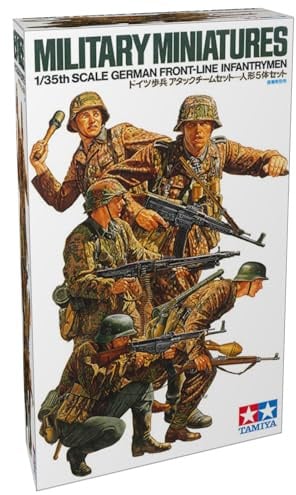 TAMIYA 35196 1:35 Fig.-Set Deutsche Frontsoldaten (5), Modellbausatz,Plastikbausatz, Bausatz zum Zusammenbauen, detaillierte Nachbildung, Mittel