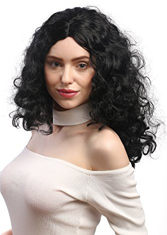 WIG ME UP - 3072-P103 Perücke Damen Karneval Fasching Locken Super Volumen Lockenpracht Mittelscheitel Schwarz 55 cm