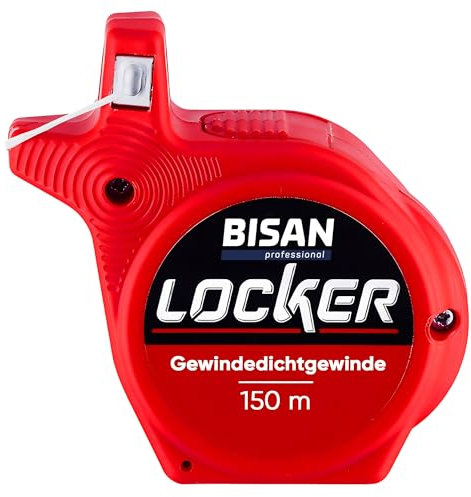 BISAN professional LOCKER Gewindedichtfaden 150m, Dichtfaden weiß, ideal für gasförmige, wasserführende, Zentralheizungs- und Druckluftinstallationen