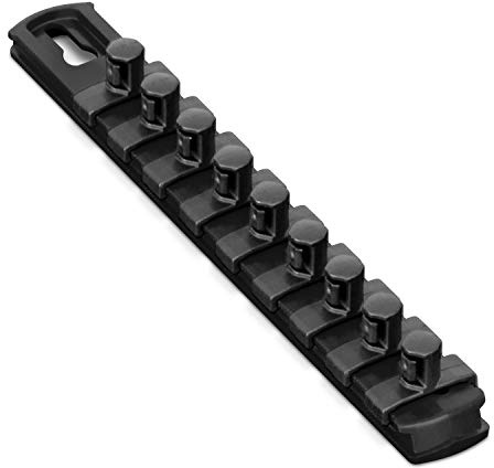 Ernst Manufacturing 8-Inch Socket Organizer with 9 3/8-Inch Twist Lock Clips, Black -8427