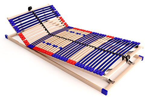stabiler Lattenrost 100% BUCHE - Kopf- und Fußteil verstellbar - SCHULTERFRÄSUNG, 7 Zonen, 42 Federleisten, Härteregulierung, Mittelgurt - VARIO PLUS SLEEP BEST 42® unmontiert (140x200cm)
