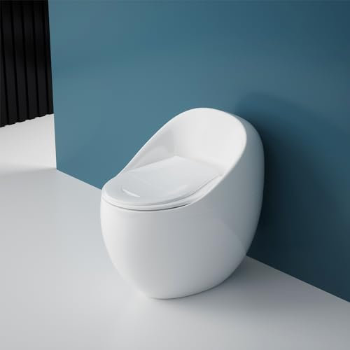 Durovin Bathrooms Modern Ceramic Toilet pan & Build in Cistern Back to Wall White Gloss Round Shape Unibody Design