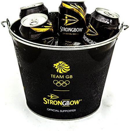 Strongbow Black Metal Ice Bucket Party Drinks Holder Chiller Cooler Home Bar Pub Holds 5 Cans