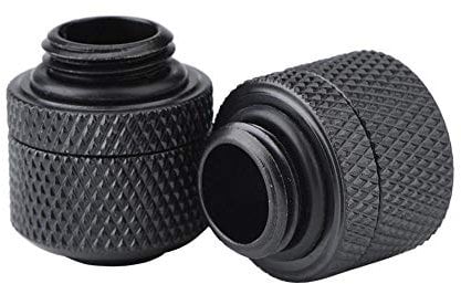 ASHATA 2pcs G1 / 4 Gewinde PC Wasserkühlung Adapter, 2 Stücke Messing G1 / 4 Gewinde Two-Touch Computer Water Cooling Fitting Verbinder Adapter,Geeignet für 12.7 mm Außendurchmesser Tube(Black)