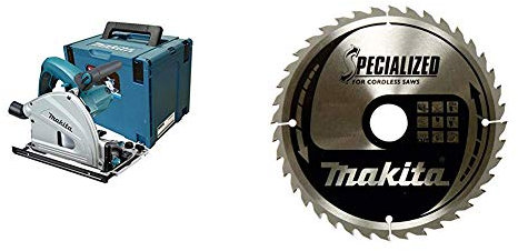 Makita SP6000J Sega ad Affondamento con Binario, Blu, 140 cm + Makita lama per sega Specialized, 165 x 20 mm, 40Z, B, 32954