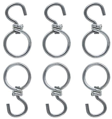 JaneYi 6 Pièces Argenté 360 degrés Crochet en Fer Pivotant avec Anneau en Fermé - Fort Crochets de Panier de Plantes Suspendues Tournant Facile Pot de Fleur Métal Crochets Pivotant Solide