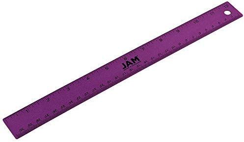 JAM PAPER Edelstahl Lineal - 30cm - Metall-Lineal mit rutschfester Korkunterseite - Lila metallic - Einzeln verkauft