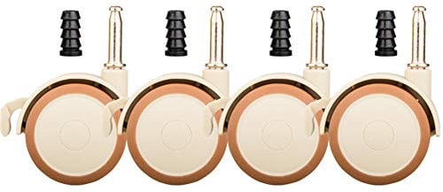 4 Stem Castors M7 M11 Crib Casters Twin Wheel with Brake Silent Rubber Furniture Replacement Casters 360° Swivel Quiet Scroll for Baby Cot Hardwood Floor Carpet 2 Inch 160KG