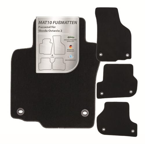 MAT10 – Auto-Fußmatten passend für Skoda Octavia 2 (BJ 06/2004 - 02/2007, Typ 1Z) aus Velours | 4-teiliges Automatten Set | langlebige Erstausrüsterqualität, Made in Germany