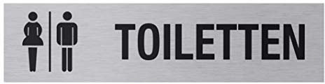 Metafranc Klebeschild Toiletten - 160 x 40 mm - Aus Aluminium - In moderner Edelstahl-Optik - Selbstklebende Rückseite / Beschilderung / Infoschild / Gewerbekennzeichnung / 507010