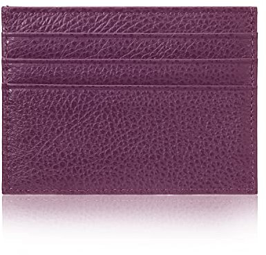 YEHMAN Porte Carte Violet en Cuir de Vachette véritable 7 emplacements Carte de crédit Minimaliste Ultra Plat pour Veste, Pantalon …