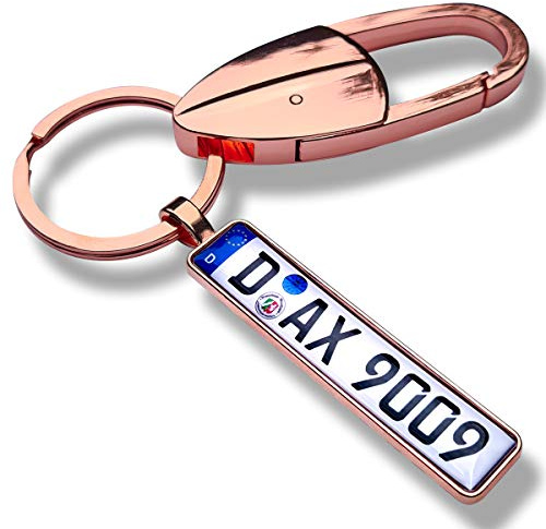 Internetservice Timo Lindner Schlüsselanhänger personalisiert Kennzeichen Rosa mit Karabiner Nummernschild Karabinerhaken Autokennzeichen KFZ Geschenk Rosé