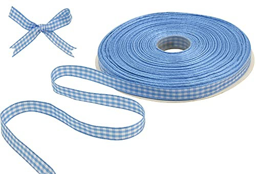 TONIFUL 1cm breites Hellblau Gingham-Band, Bastelband, 45 m für Geschenkverpackungen, Valentinstag, Haar-Accessoires, DIY-Geburtstag, Party, Weihnachten, Hochzeit, Dekoration, Nähen