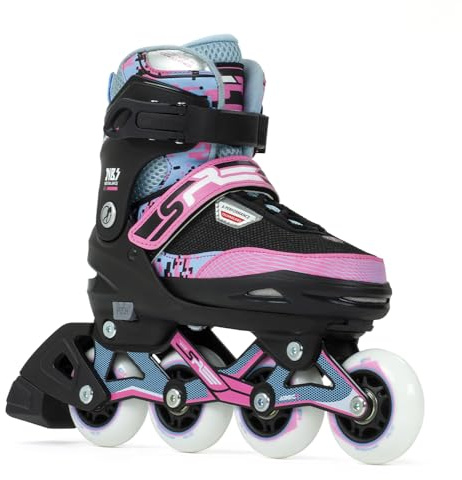SFR Pixel Adjustable Inline Skates Rollschuhe, Jugend Unisex, Blue/Pink (Mehrfarbig), 33-37