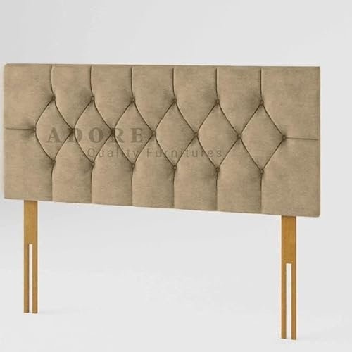 Adore Living Chesterfield Padded Lined Divan Bed Headboard | Plush Velvet Headboards for 4ft6 Double Bed Frame | Elegant design wooden material headboards for beds (Coffee, 4ft6 Double Height-20inch)