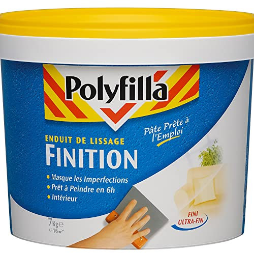 Polyfilla Enduit de Lissage Finition - Masque les imperfections - Fini ultra fin - Pâte 7 Kg