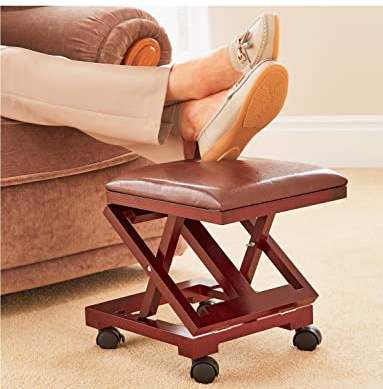Chums Adjustable Footstool Cushion Padded Foldable Portable Foot Rest | Great for Resting, Elevating Legs or Changing Shoes