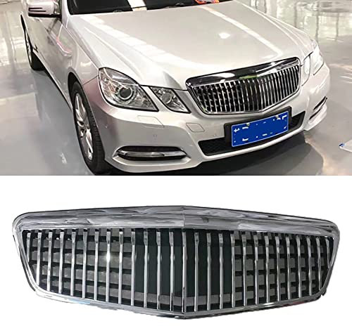 Dciustfhe Auto Front Nieren Kühlergrill Grill Stoßstangen, für Mercedes Benz E Class W212 2009 2010 2011 2012 2013 ABS Gitter Doppelsteg Mesh Hood Luftansauggitter Sport Car Zubehör,Silver Style
