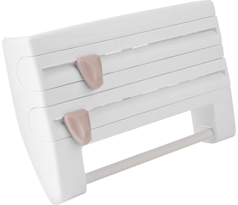 Wandrollenhalter 3-Fach Scharfe Klingen Weiß 15.3 Zoll | Papierrollenhalter, 3 Rollen, Schneidfunktion, Abstellfläche, Küche und Badezimmer, für Folien, Wandmontage