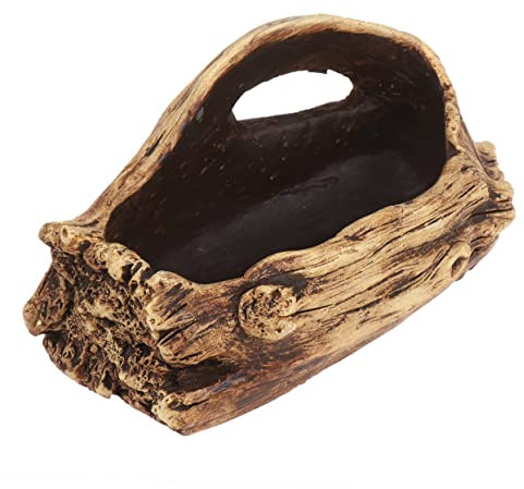 Happyyami Kreativer Zement Blumentopf Im Retro Holzstamm Design Leckfreies Pflanzgefäß Für Sukkulenten Und Pflanzen Für Wohn Bürodeko Leicht Und Platzsparend Gelb