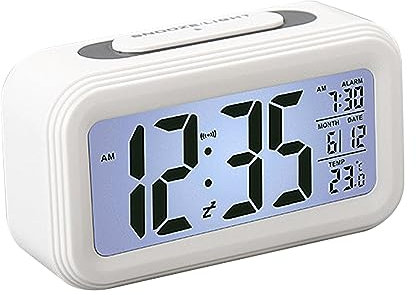 RANJIMA LED Wecker Digital Ohne Ticken, Digital Wecker Batteriebetriebene Kinderwecker Digital, Wecker Digital mit Licht Temperaturanzeige für Schlafzimmer Schreibtisch Reisen