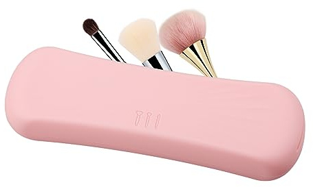 GLADFRESIT Feminine Makeup Brush Holder, Soft Silicone, Pink