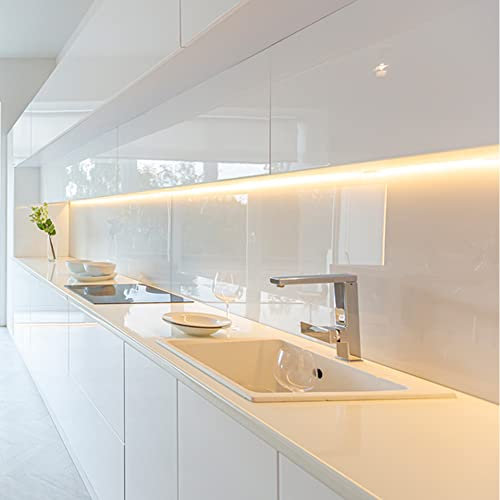 DE SANCTIS LIGHT DESIGN Led Bajo Mueble Barra Cocina Perfil Con Sensor Dimmer Luz Continua Alimentación Profesional Made In Italy (Blanco Frío, 150Cm Blanco)