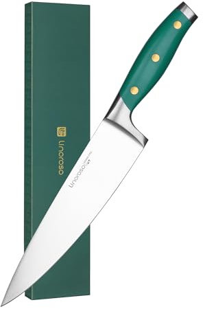 linoroso Chef Knife 8 Inch Pro Kitchen Knife with Premium Gift Box, Chef's Knives High Carbon Stainless Steel Sharp Knife with Ergonomic Green Handle, Christmas Gifts for Women and Men