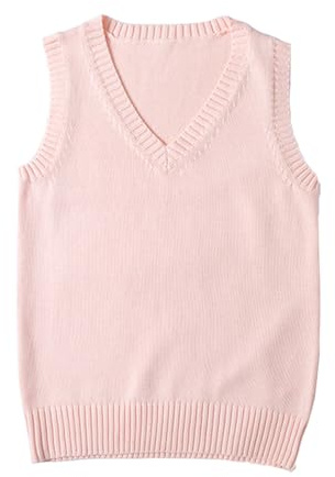 ZUEVI Gilet-pull classique sans manches en maille tricotée pour femme à col en V