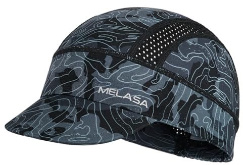 MELASA Fahrrad Cap, Kühlende Skull Cycling Cap Unterhelmmütze mit Sonnenblende, Sonnenschutz UV Rennrad MüTze Fahrradkappe für Männer Frauen