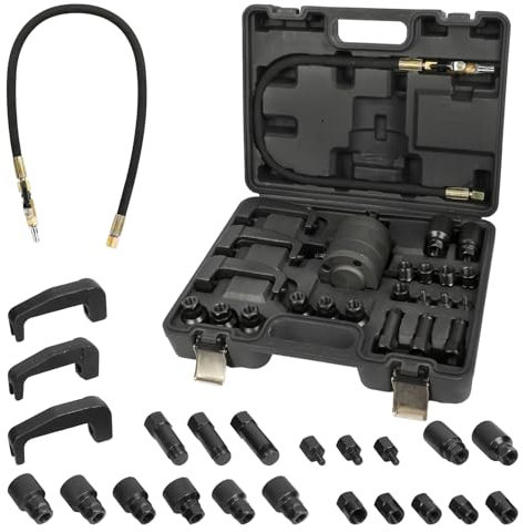 KAISAL 24 Pièces Extracteur Injecteur Diesel Pneumatique Outil d'extraction d'injecteur Diesel Extracteur d'injecteur avec Adaptateur