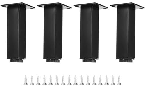 sourcing map 6 Inch Furniture Leg, Adjustable Table Legs, Metal Cabinet Legs Extension for Coffee Table, Sofa, Cabinet, Couch, Replacement Legs for Furniture Set of 4